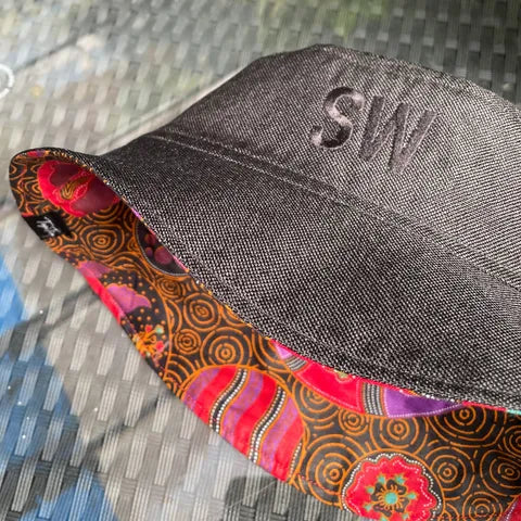 Embroidered Initial + Batik - TopiTin Bucket Hat