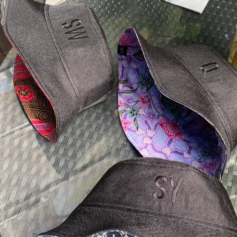 Embroidered Initial + Batik - TopiTin Bucket Hat