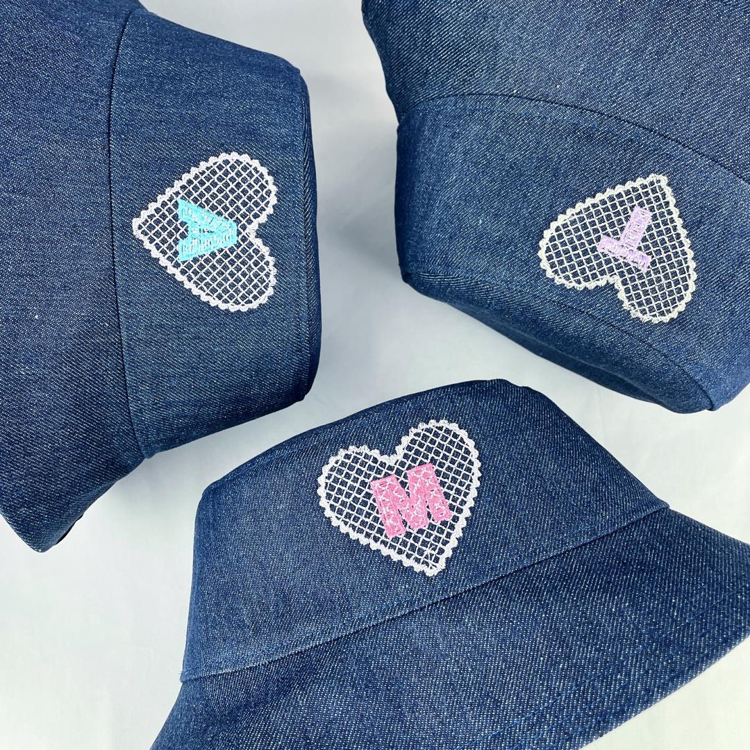 Custom Initial Embroidered Denim - TopiTin Bucket Hat