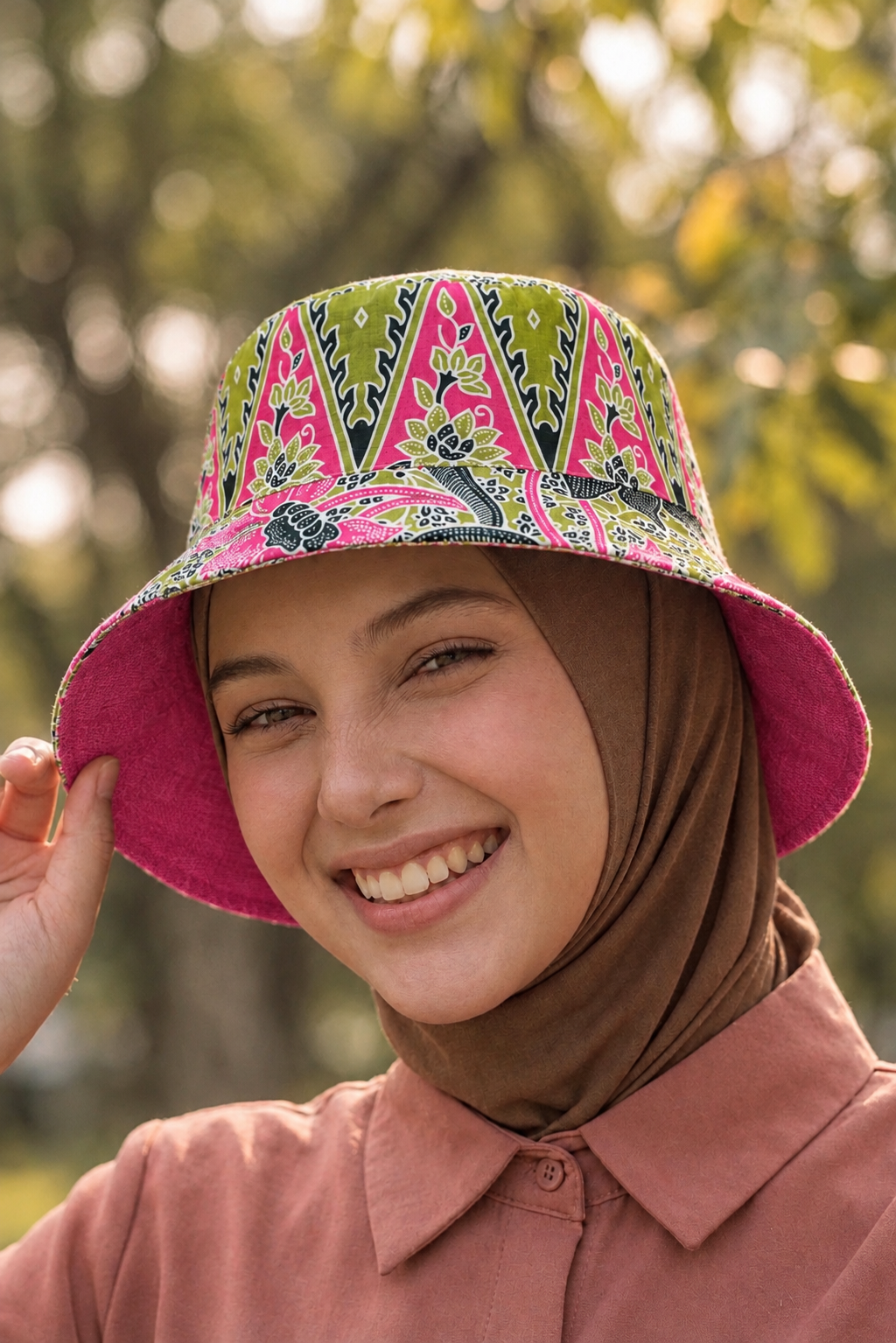 Strawberry Matcha Batik - TopiTin Bucket Hat