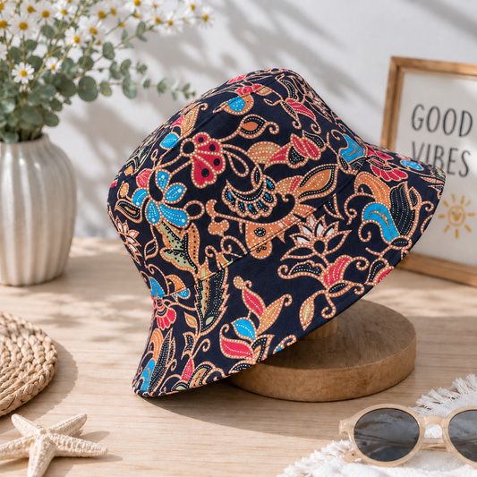 Midnight Blooms Batik - TopiTin Bucket Hat