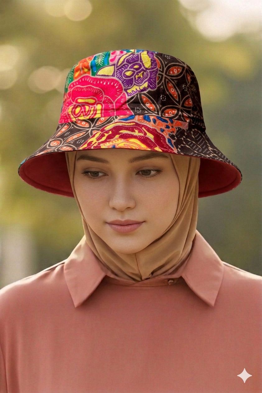 Nusantara Bloom Batik - TopiTin Bucket Hat
