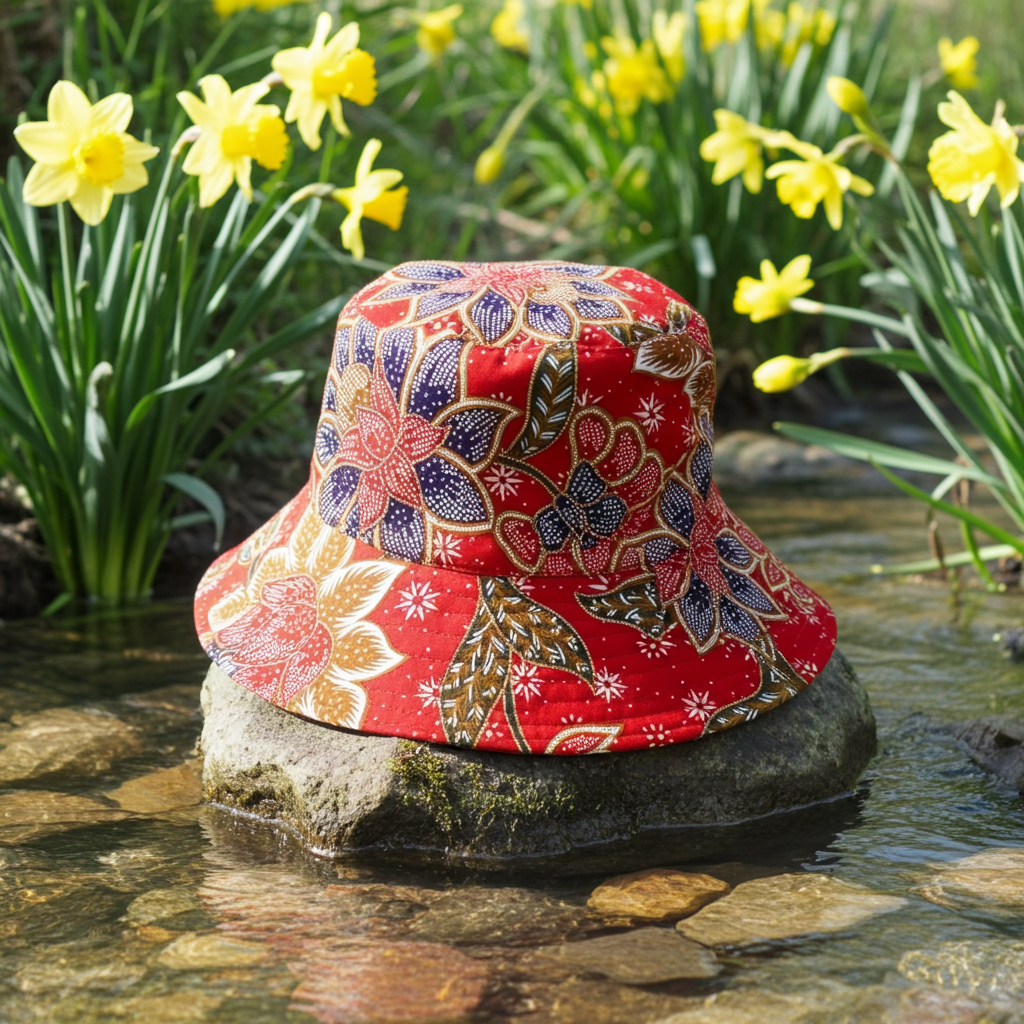 Cherry Tango Batik - TopiTin Bucket Hat