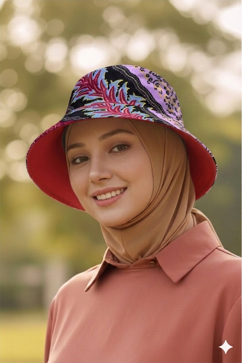 Safron Trim Batik - TopiTin Bucket Hat