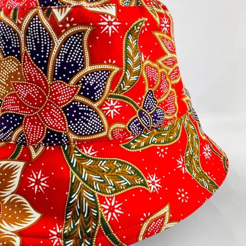 Scarlet Bloom Batik - TopiTin Bucket Hat