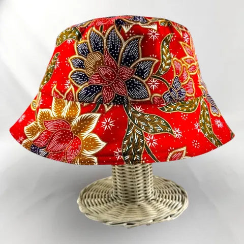 Scarlet Bloom Batik - TopiTin Bucket Hat