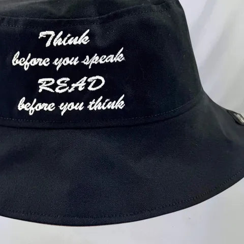 Book Themed Embroidered Canvas - TopiTin Bucket hat