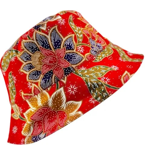 Scarlet Bloom Batik - TopiTin Bucket Hat