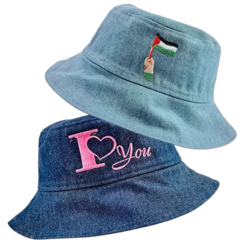 Embroidered Denim - TopiTin Bucket hat