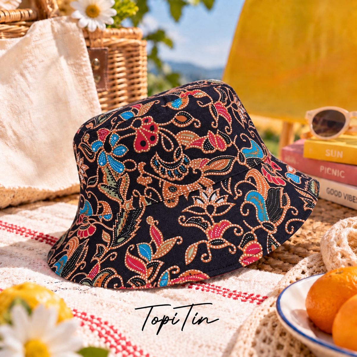 Midnight Blooms Batik - TopiTin Bucket Hat