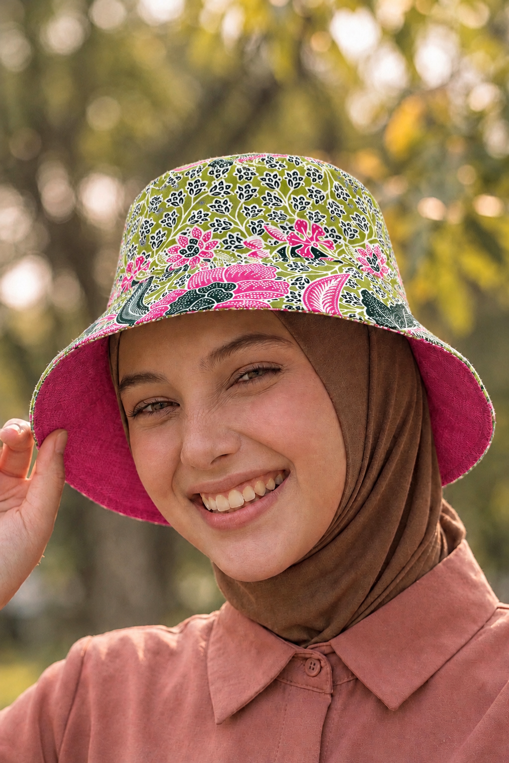 Strawberry Matcha Batik - TopiTin Bucket Hat