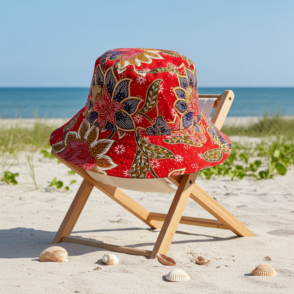 Scarlet Bloom Batik - TopiTin Bucket Hat