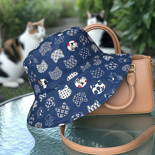 Lucky Cat (Blue) - TopiTin Bucket Hat