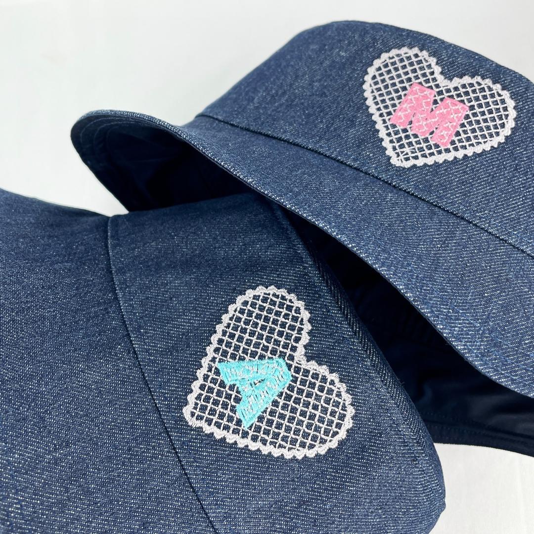 Custom Initial Embroidered Denim  - TopiTin Bucket Hat