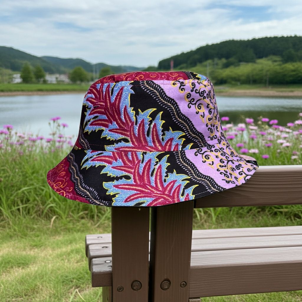 Safron Trim Batik - TopiTin Bucket Hat