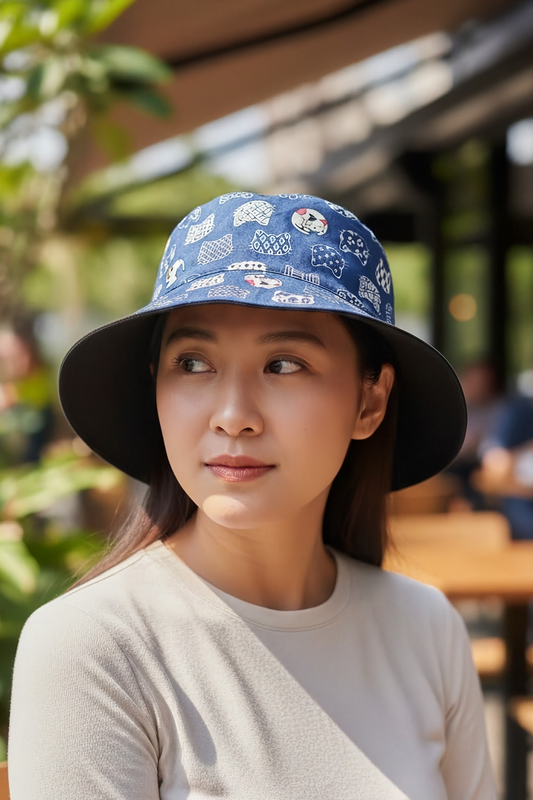Lucky Cat (Blue) - TopiTin Bucket Hat