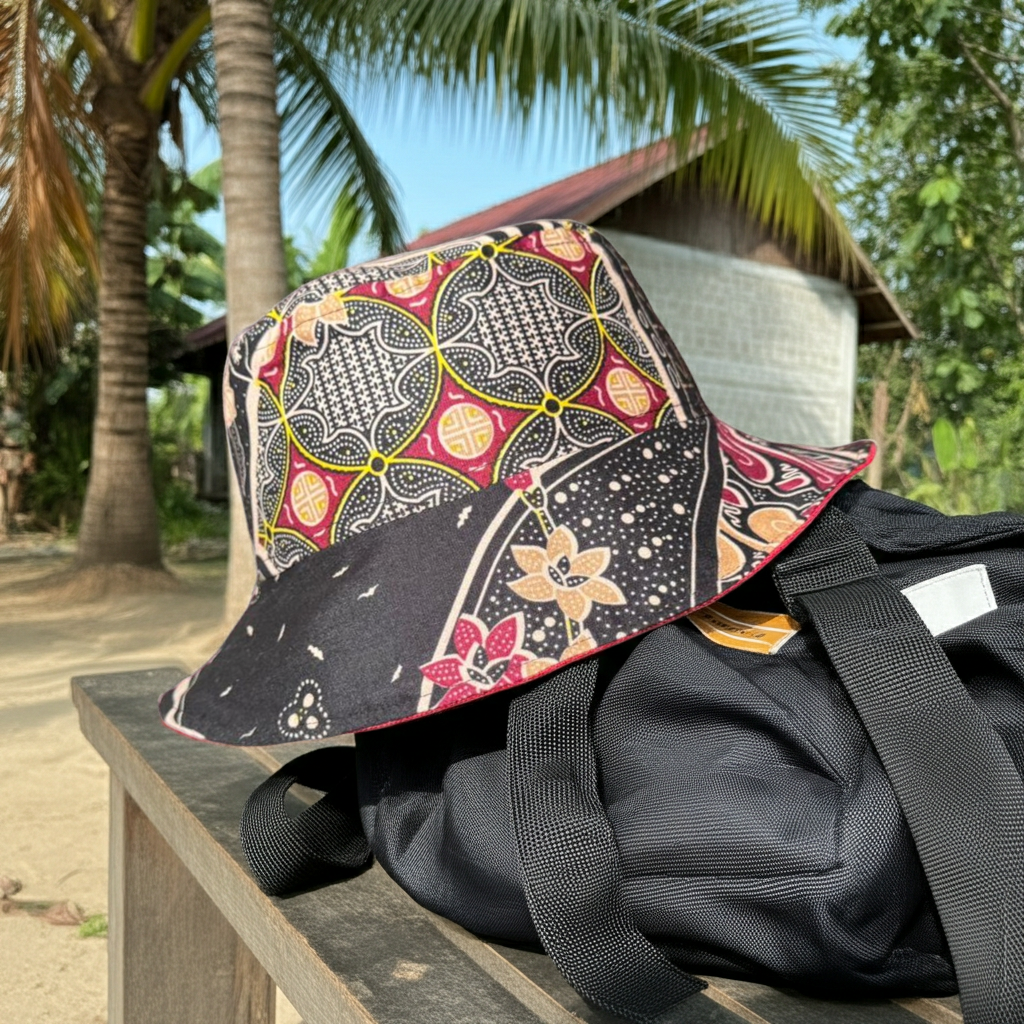 Rusty Petal Batik - TopiTin Bucket Hat