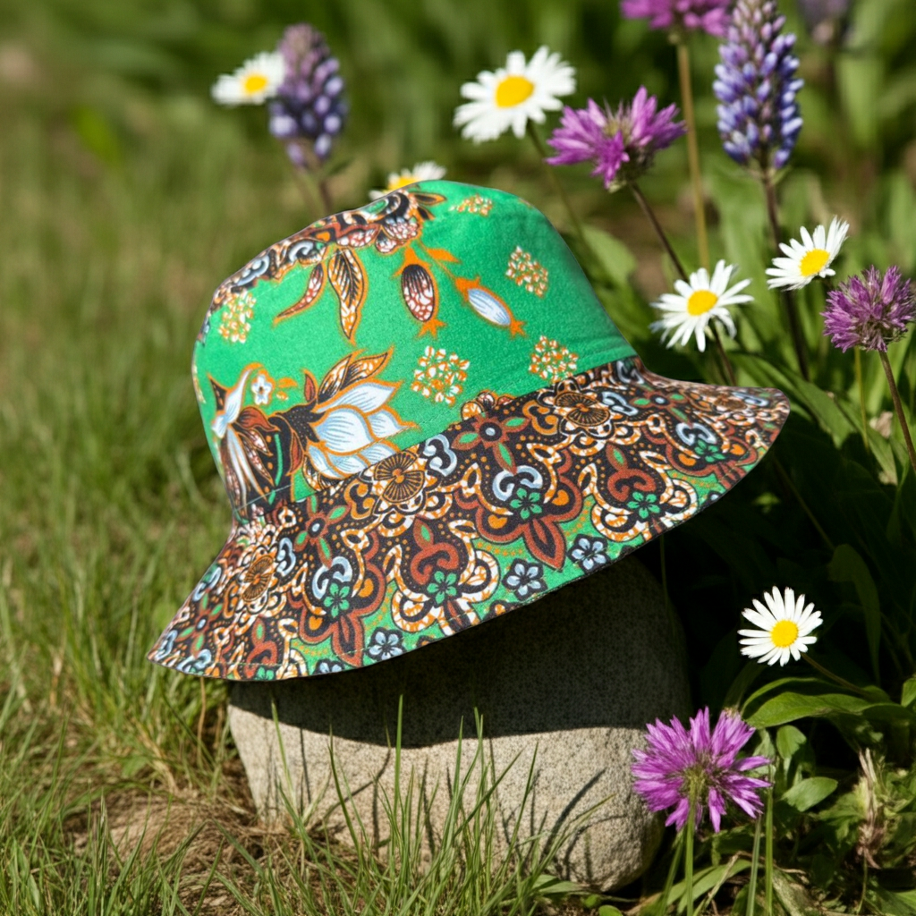 Midnight Petals Batik - TopiTin Bucket Hat