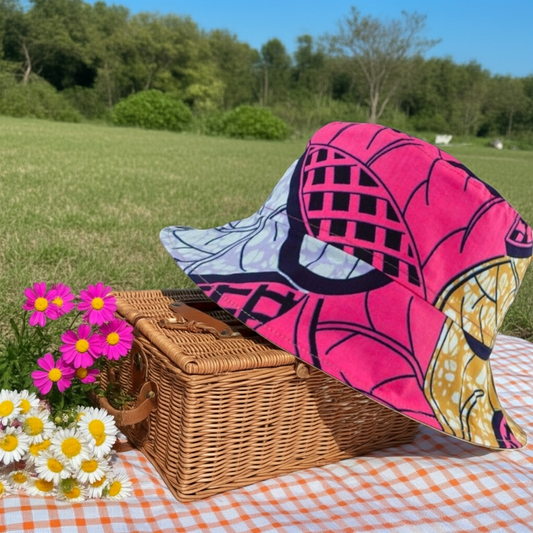 Fuchsia Fantasia Batik - TopiTin Bucket Hat
