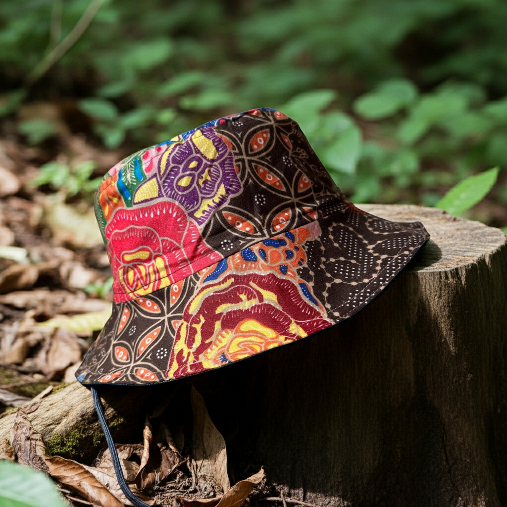 Nusantara Bloom Batik - TopiTin Bucket Hat