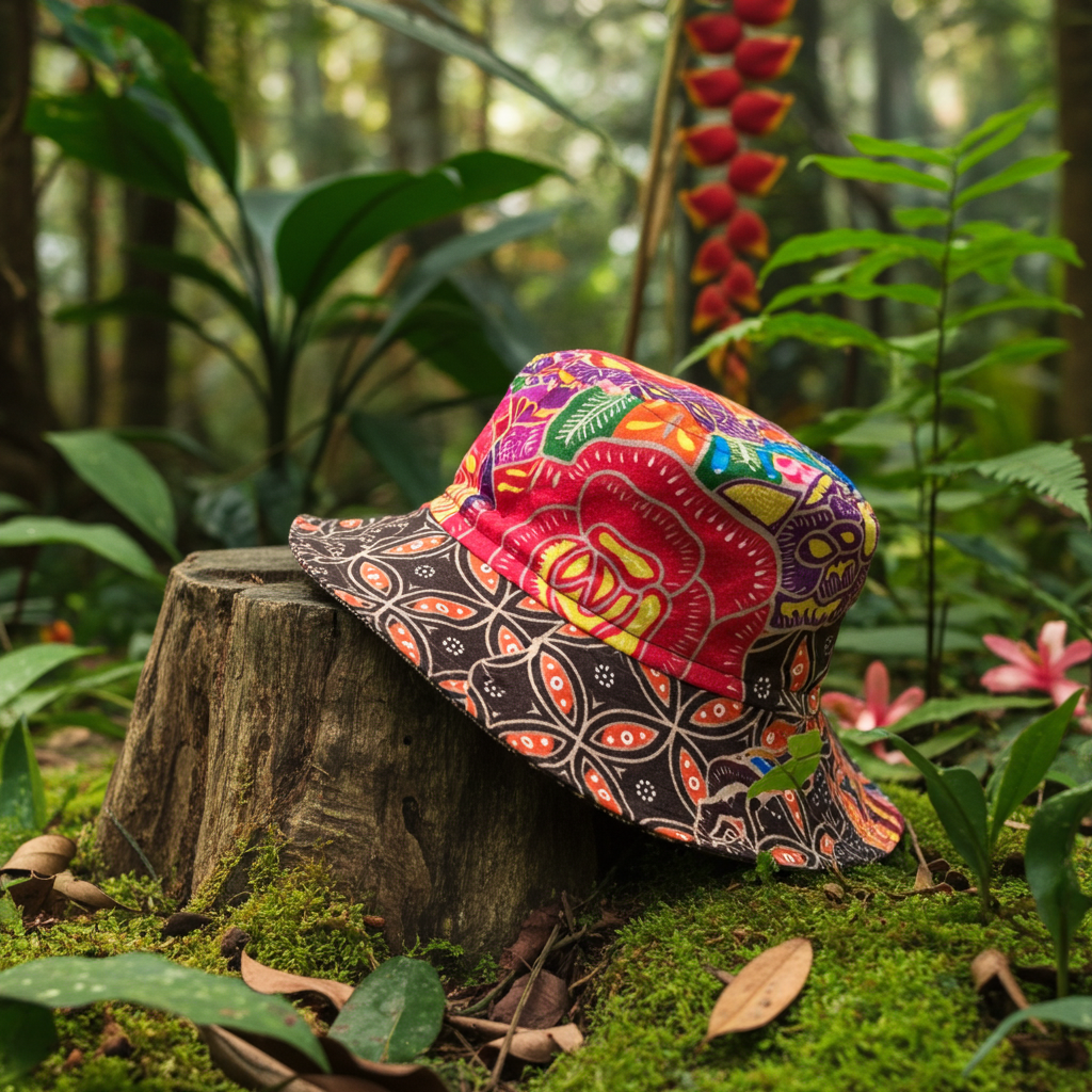 Nusantara Bloom Batik - TopiTin Bucket Hat
