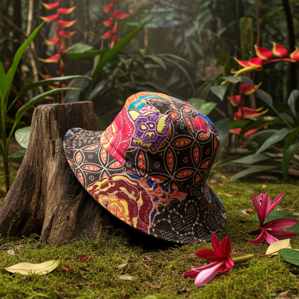 Nusantara Bloom Batik - TopiTin Bucket Hat
